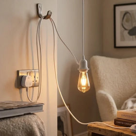 White 2m Plug In Pendant with Switch Holder Lighting Cable