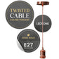 E27 Pendant Light Fitting with Ceiling Rose and Fabric Cord