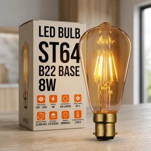 ST64 B22 8W Vintage LED Filament Bulb – Dimmable Bayonet
