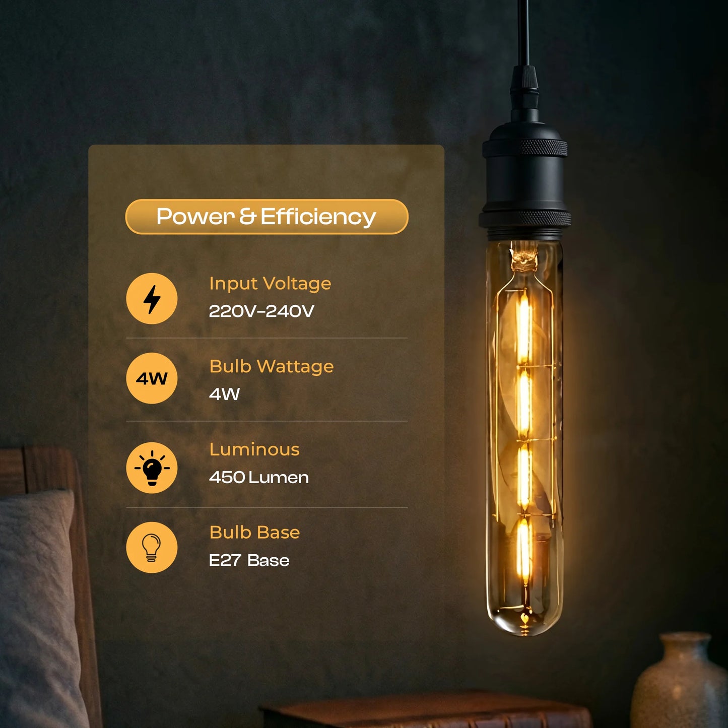Tubular LED Edison Bulb 4W E27