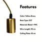 Vintage E27 Fitting Suspension Yellow Brass Lamp Holder Ceiling Pendant Lights~3639