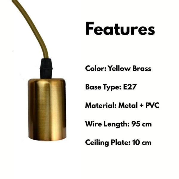Vintage E27 Fitting Suspension Yellow Brass Lamp Holder Ceiling Pendant Lights~3639