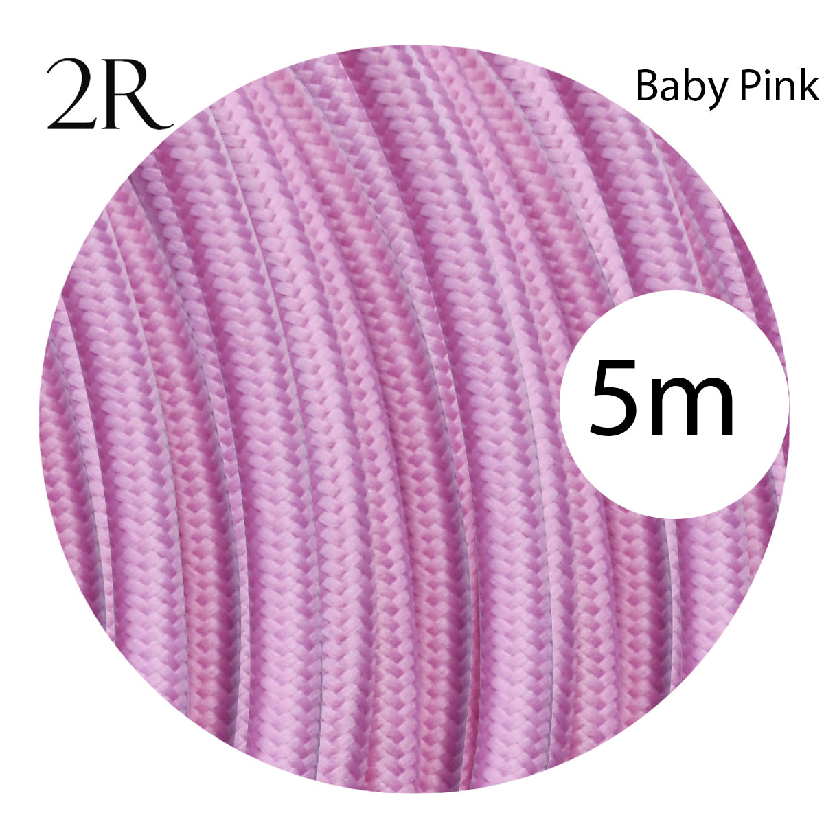 2 core Round Colour braided lighting Fabric Baby Pink Cable