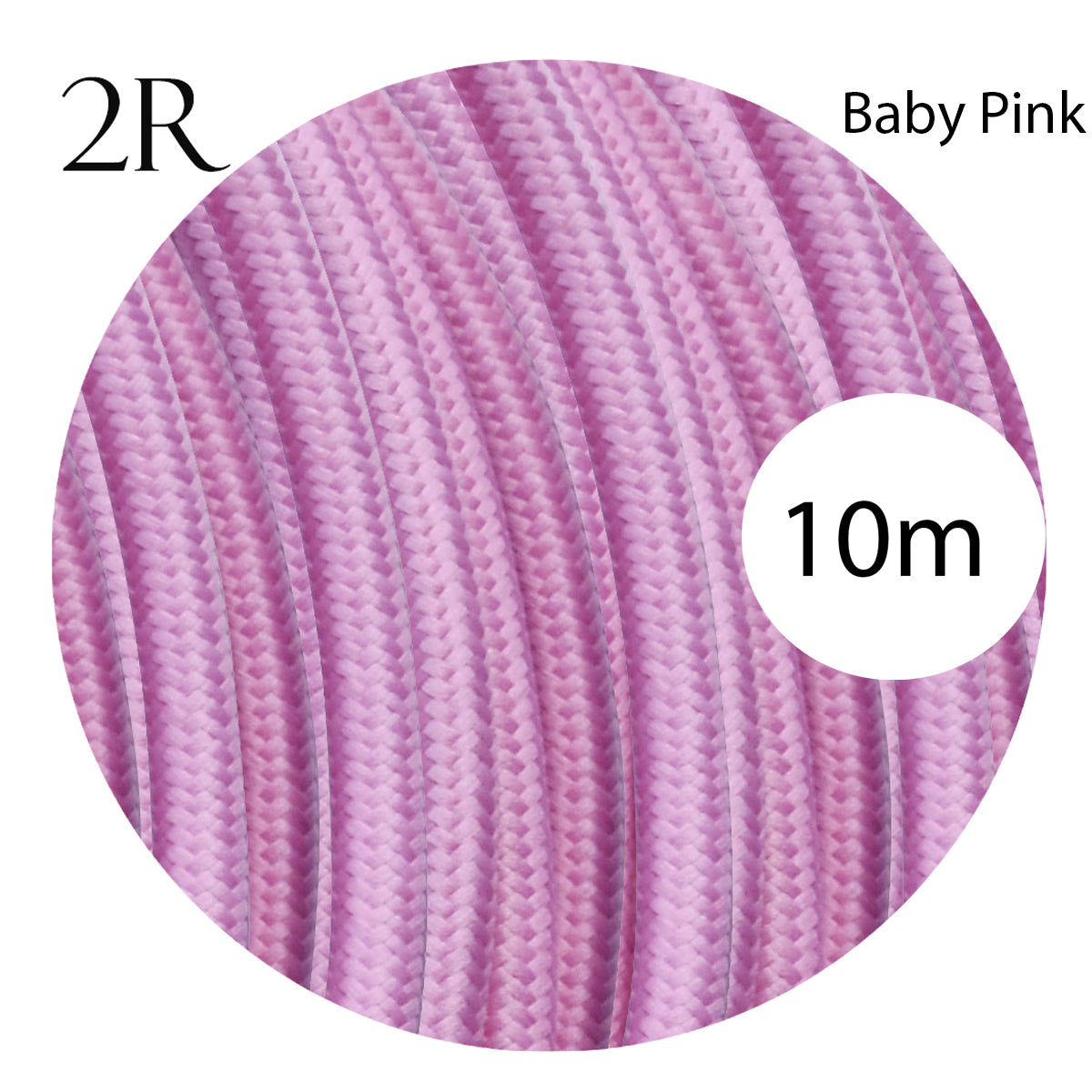 2 core Round Colour braided lighting Fabric Baby Pink Cable