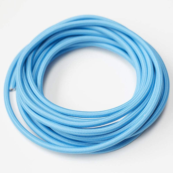 0.75mm 2 Core Round Vintage Light Blue Braided Fabric Light Flex