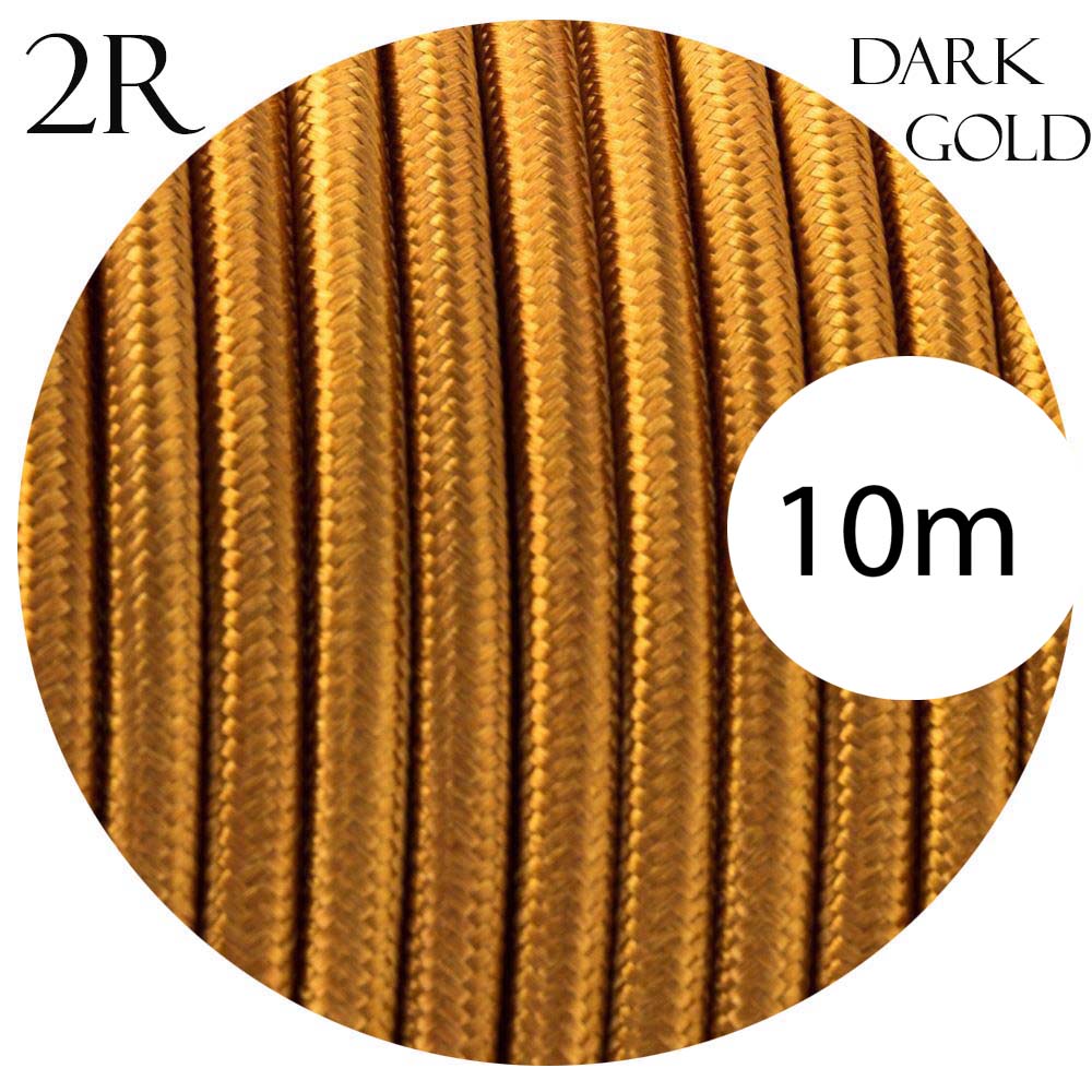 0.75mm 2 Core Round Vintage Braided Deep Gold Fabric Covered Light Flex