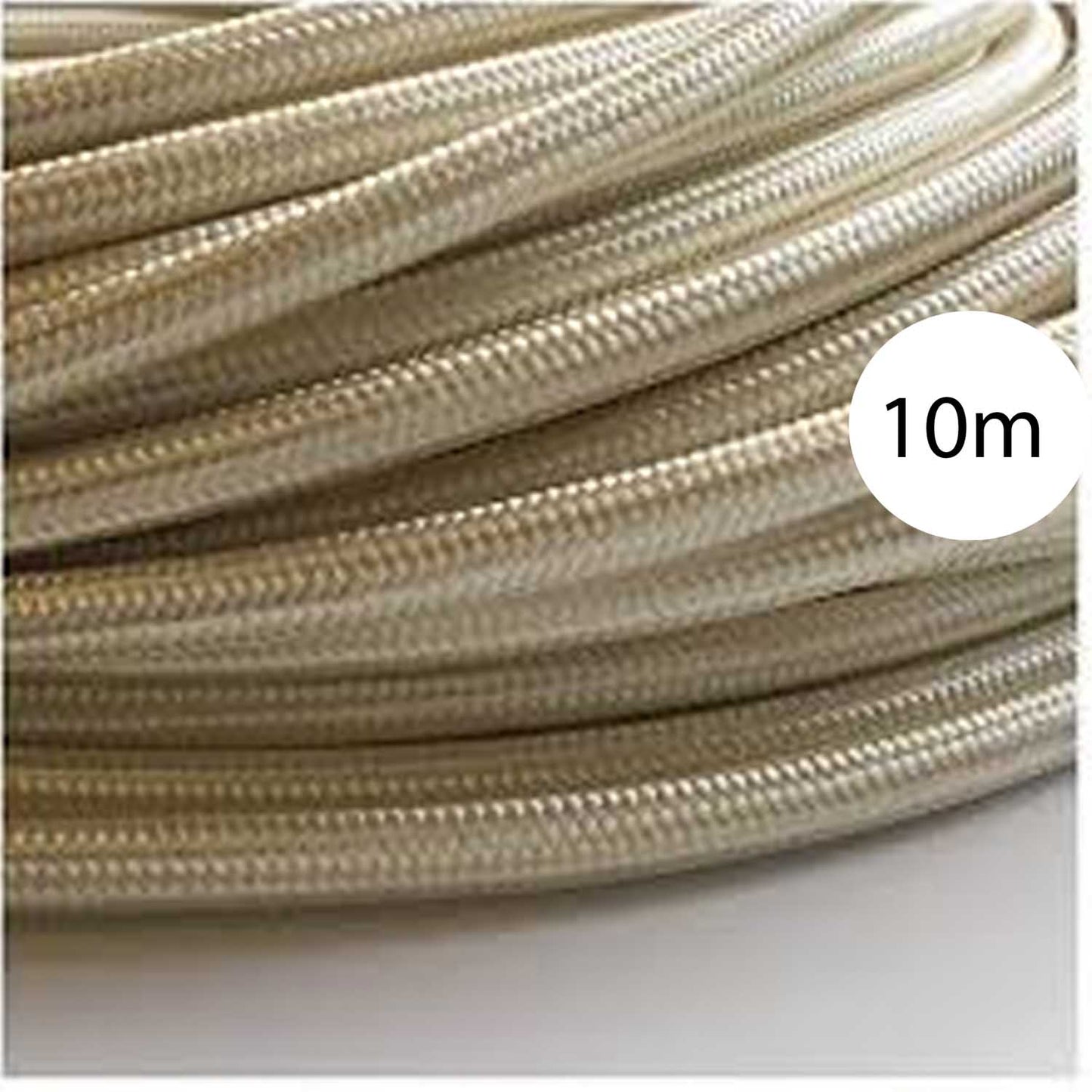 2 core Round Vintage Braided Fabric Ivory coloured Cable Flex 0.75mm
