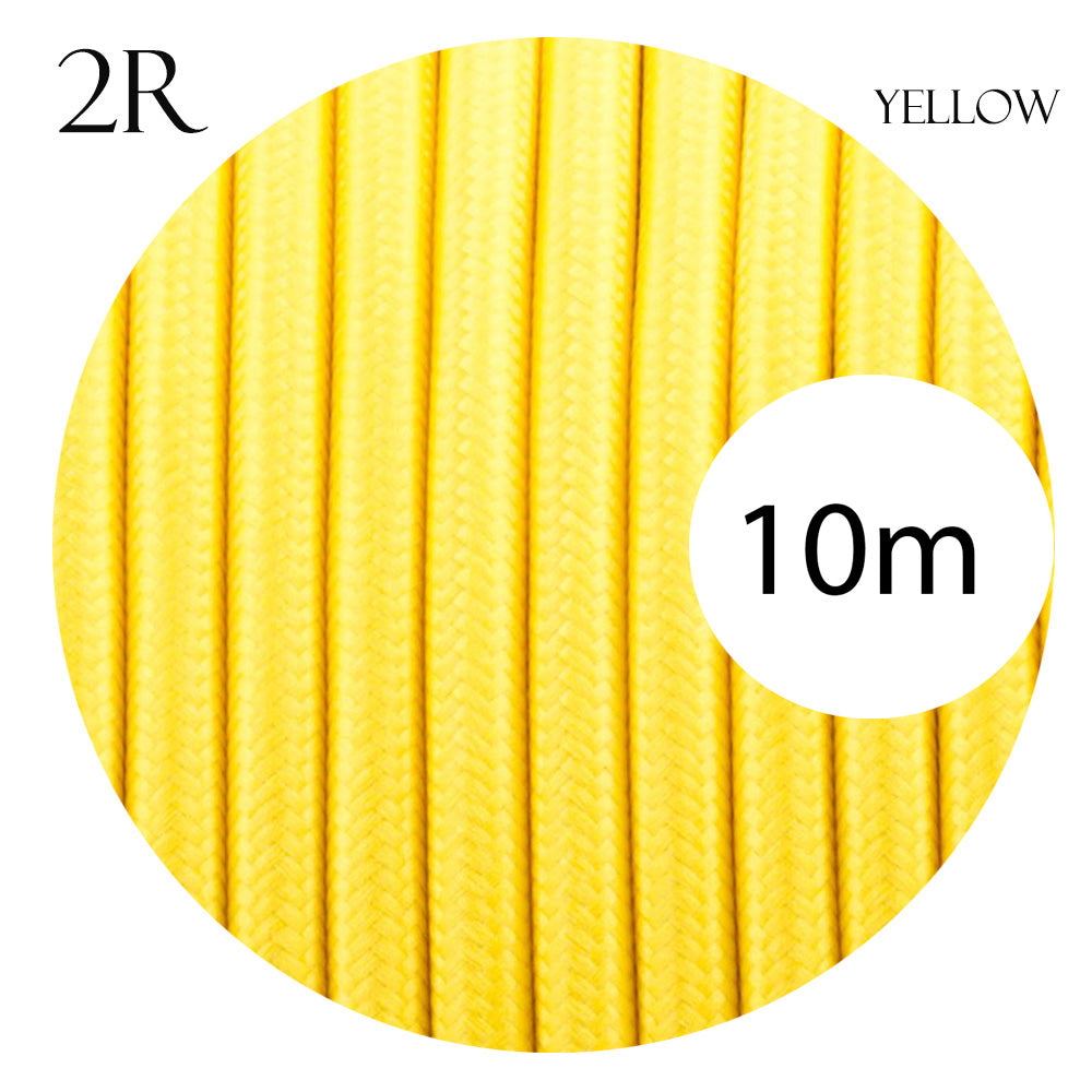2 core Round Vintage Braided Fabric Yellow Cable Flex 0.75mm