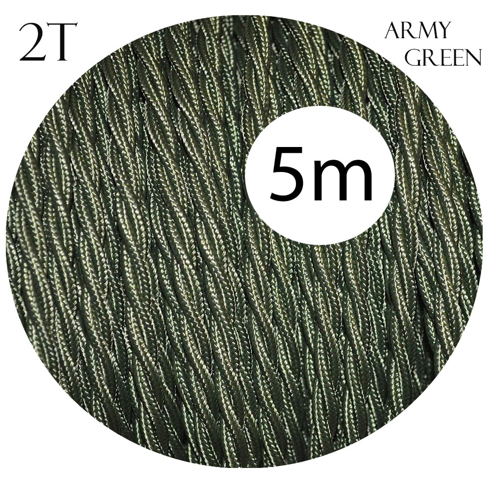 2 Core Twisted Electric Cable Army Green color fabric 0.75mm