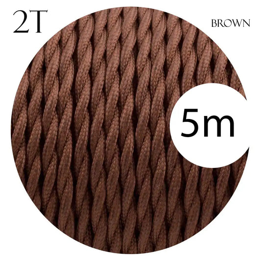 Twisted Brown Vintage Electric fabric Cable Flex 0.75mm -2 Core