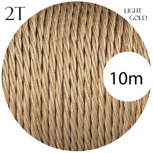 Light Gold Twisted Vintage fabric Cable Flex 0.75mm -2 Core