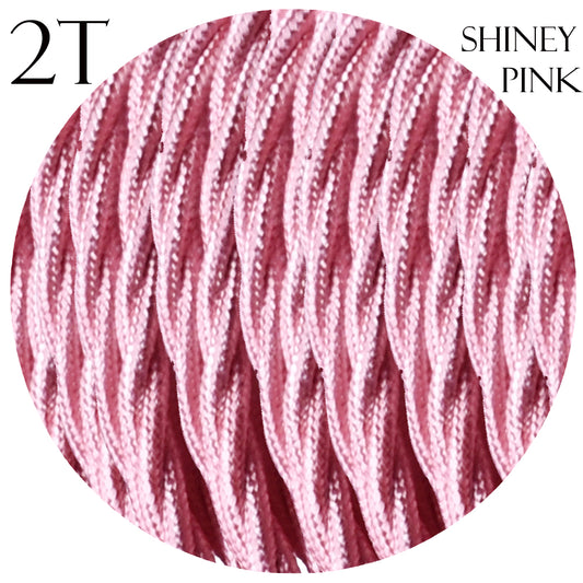 2 Core Twisted Electric Cable Shiny Pink Color Fabric 0.75mm