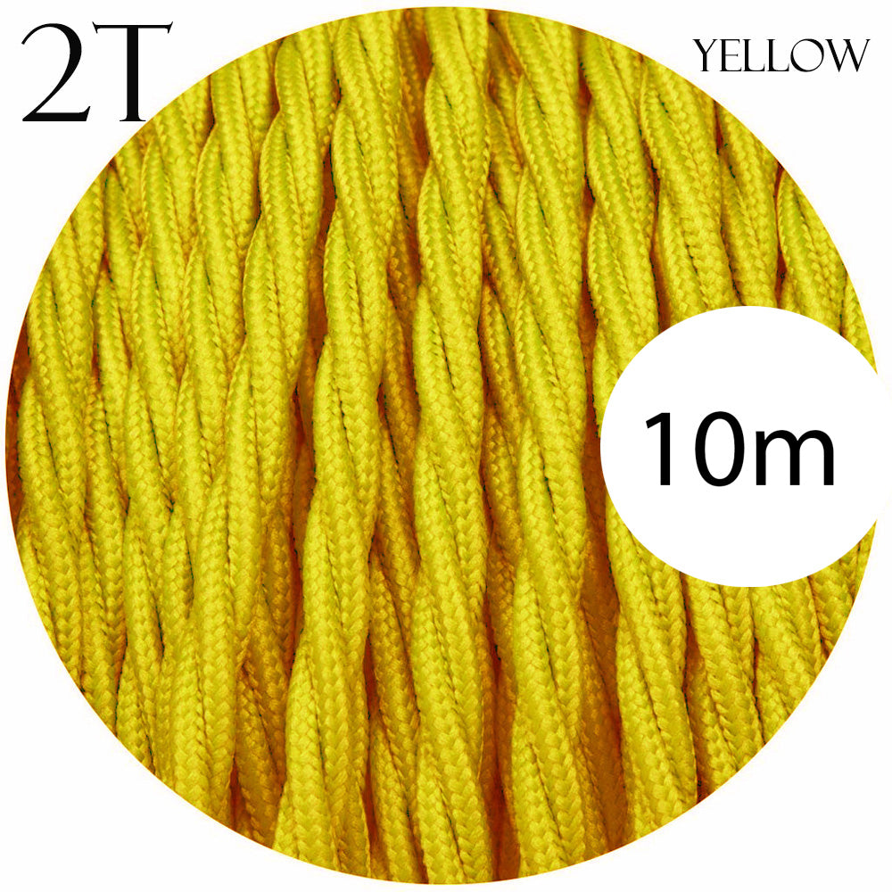 2 Core Twisted Electric Cable solid Yellow color fabric 0.75 mm
