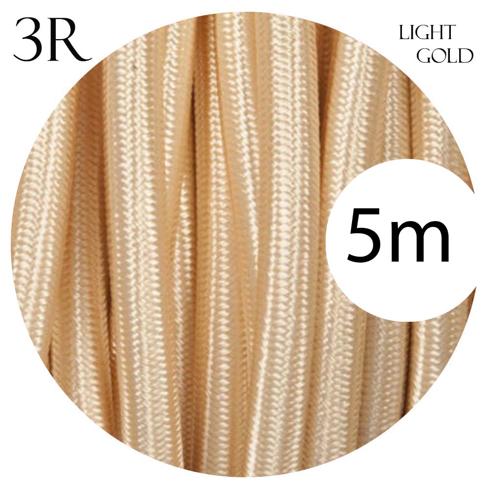 Vintage Braided Fabric Light Gold Colour Cable Flex 0.75mm 3core Round