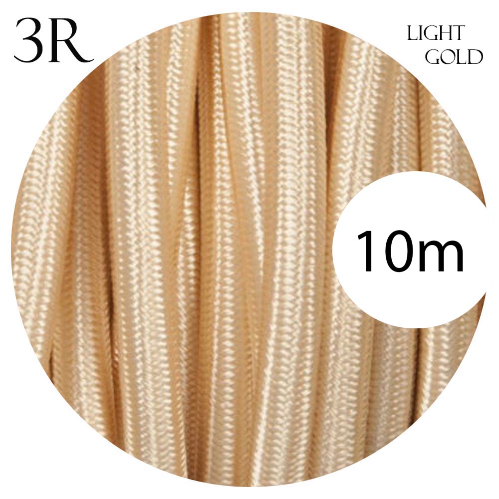 Vintage Braided Fabric Light Gold Colour Cable Flex 0.75mm 3core Round