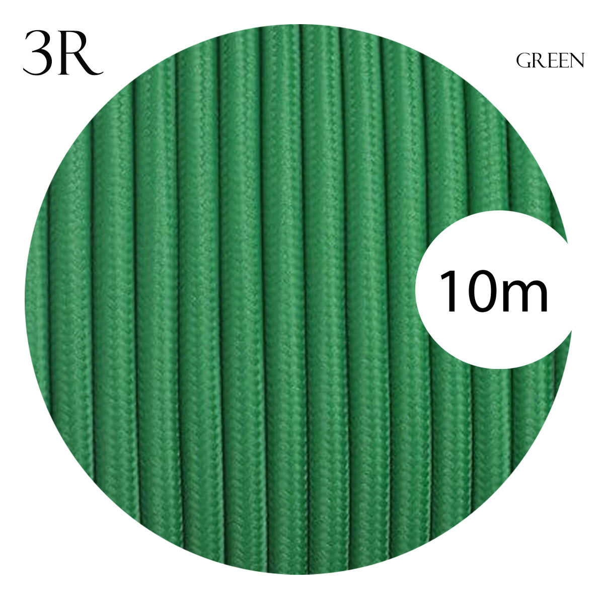 3 core Round Vintage Braided Fabric Green Cable Flex 0.75mm