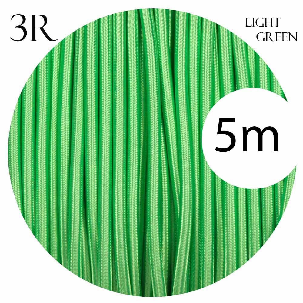 3 core Round Vintage Braided Fabric Light Green Cable Flex 0.75mm