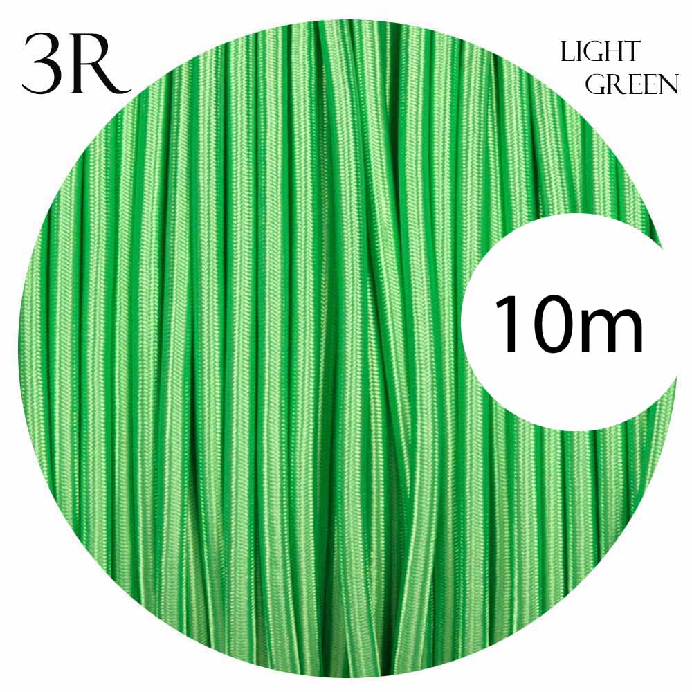 3 core Round Vintage Braided Fabric Light Green Cable Flex 0.75mm