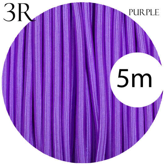 0.75mm 3 core Round Cable Vintage Braided Purple Fabric Light Flex