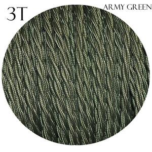 Army Green color 3 Core Twisted Electric Cable covered fabric 0.75mm