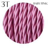 3 Core Twisted Baby Pink Vintage Electric fabric Cable Flex 0.75mm