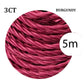 Burgandy color 3 Core Twisted Electric Cable solid fabric 0.75 mm