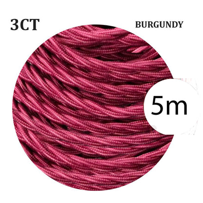 Burgandy color 3 Core Twisted Electric Cable solid fabric 0.75 mm