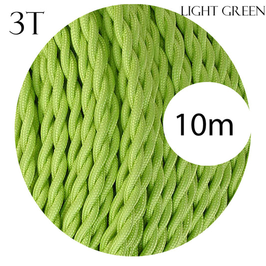 light Green color 3 Core Twisted Electric Cable covered fabric 0.75mm