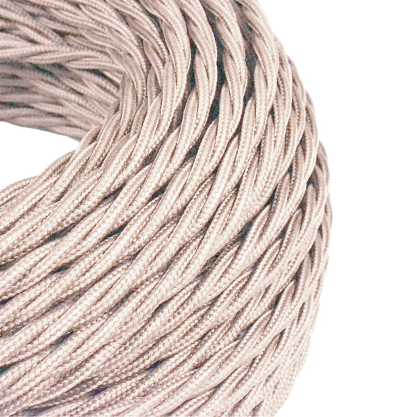 Light peach Light Gold Twisted Vintage fabric Cable Flex 0.75mm - 3 Core