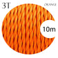 Twisted Orange Vintage Electric fabric Cable Flex 0.75mm - 3Core