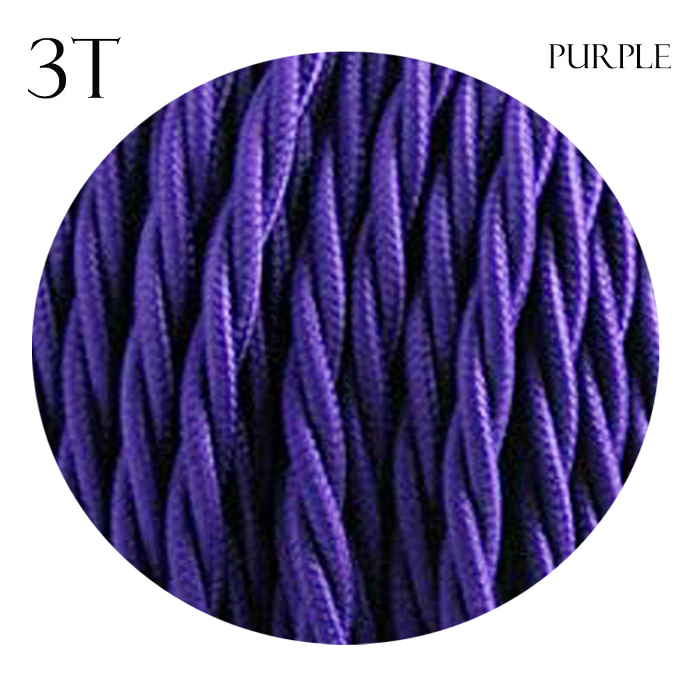 Purple color 3 Core Twisted Electric Cable covered fabric 0.75mm