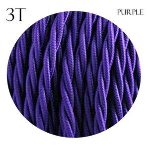 High-Quality Purple 3-Core Twisted Electric Cable, Fabric-Covered 0.75mm