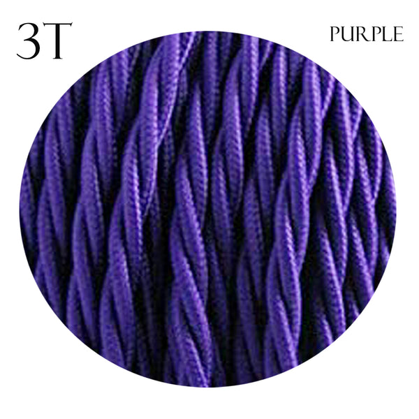 High-Quality Purple 3-Core Twisted Electric Cable, Fabric-Covered 0.75mm
