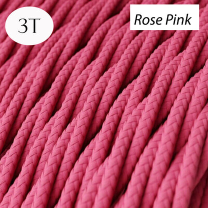 Rose Pink color 3 Core Twisted Electric Cable covered fabric 0.75mm