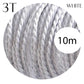White 3 Core Twisted Vintage Electric fabric Cable Flex 0.75mm