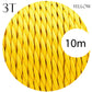 3 Core Twisted Electric Cable solid Yellow color fabric 0.75 mm