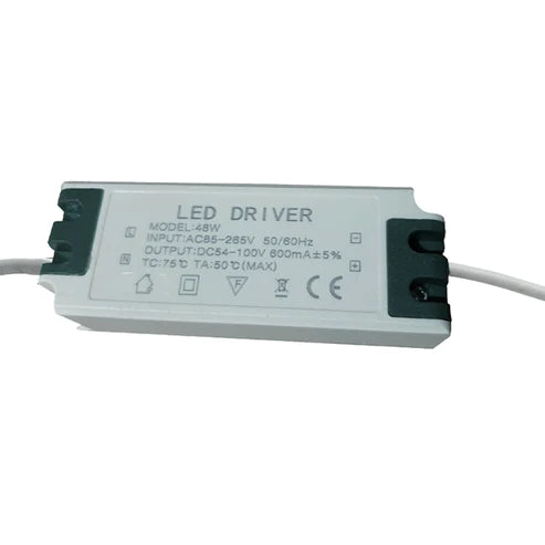 Model: 48W, Input: AC85-265V 50/60Hz, Output: DC54-100V 600mA ±5%.