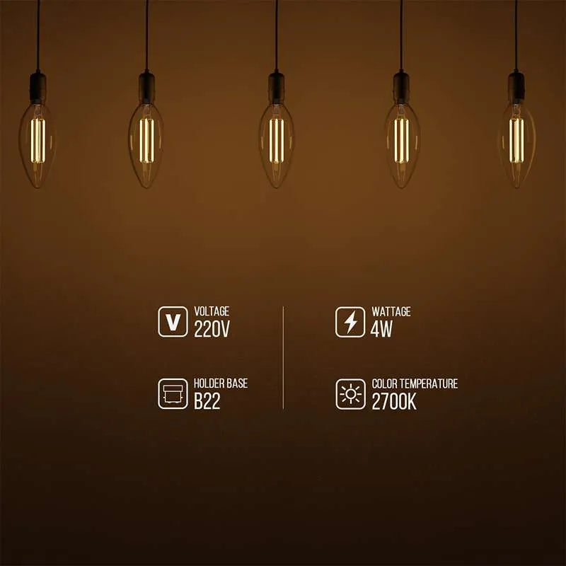 LED Filament Candle B22 Edison Screw LED Bulbs