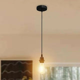 E27 ceiling pendant light fixture, black, front view