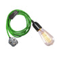 4m Green Fabric Flex Cable Plug In Pendant Lamp Light Set With Bulb Holder~1497 - Electricalsone UK Ltd