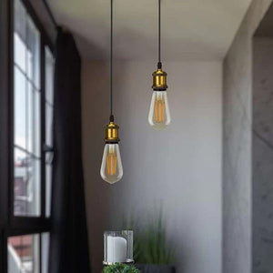E27 Pendant Light Kit – 2m Adjustable Fabric Cable, Vintage Holder