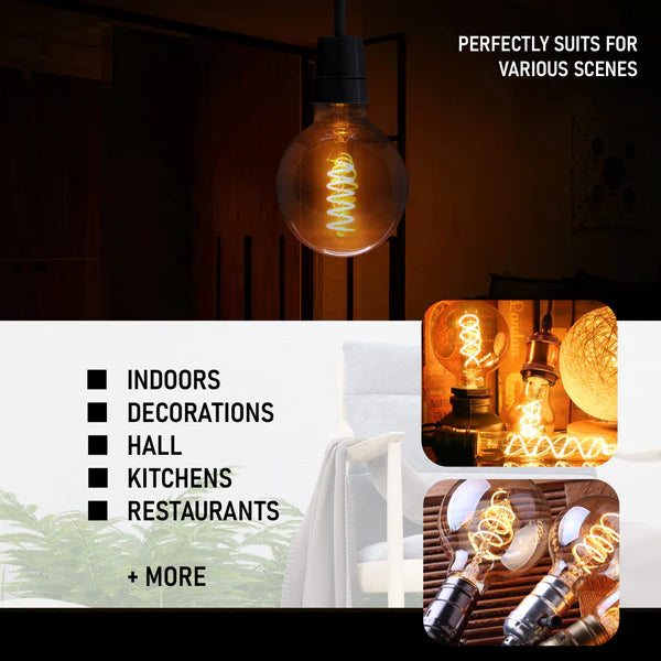 E27 G95 Globe Filament Bulb 4W Amber – Warm White 2700K Vintage | Electricalsone