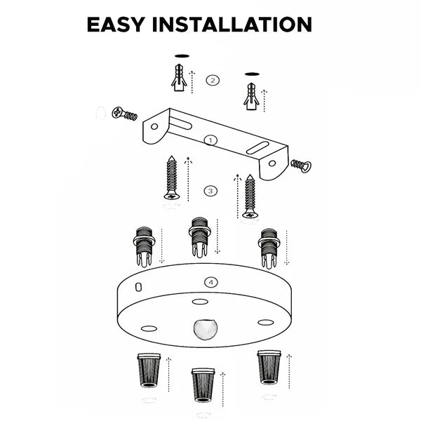Multi-outlet side fitting ceiling rose, 3-way outlet five colors