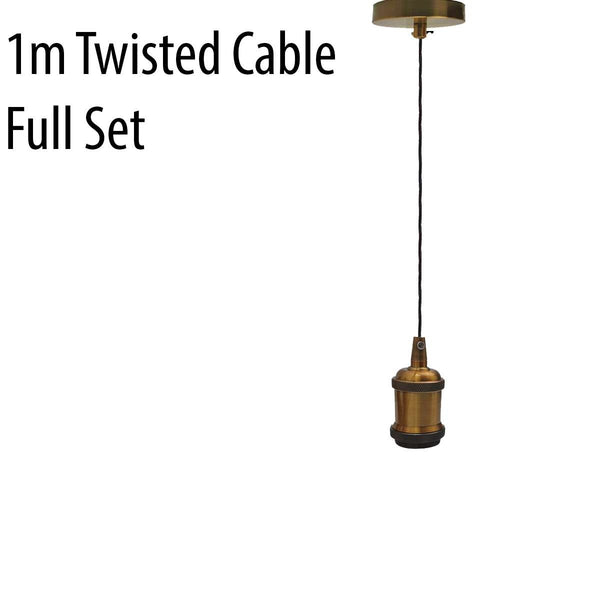 1m Twisted Cable E27 Base Yellow Brass Full Holder~1348