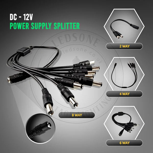 DC power supply splitter  8 way  Female to Male cable for CCTV security cameras