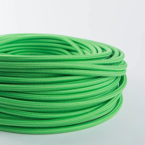 0.75mm 2 core Round Vintage Braided Light Green Fabric Covered Light Flex