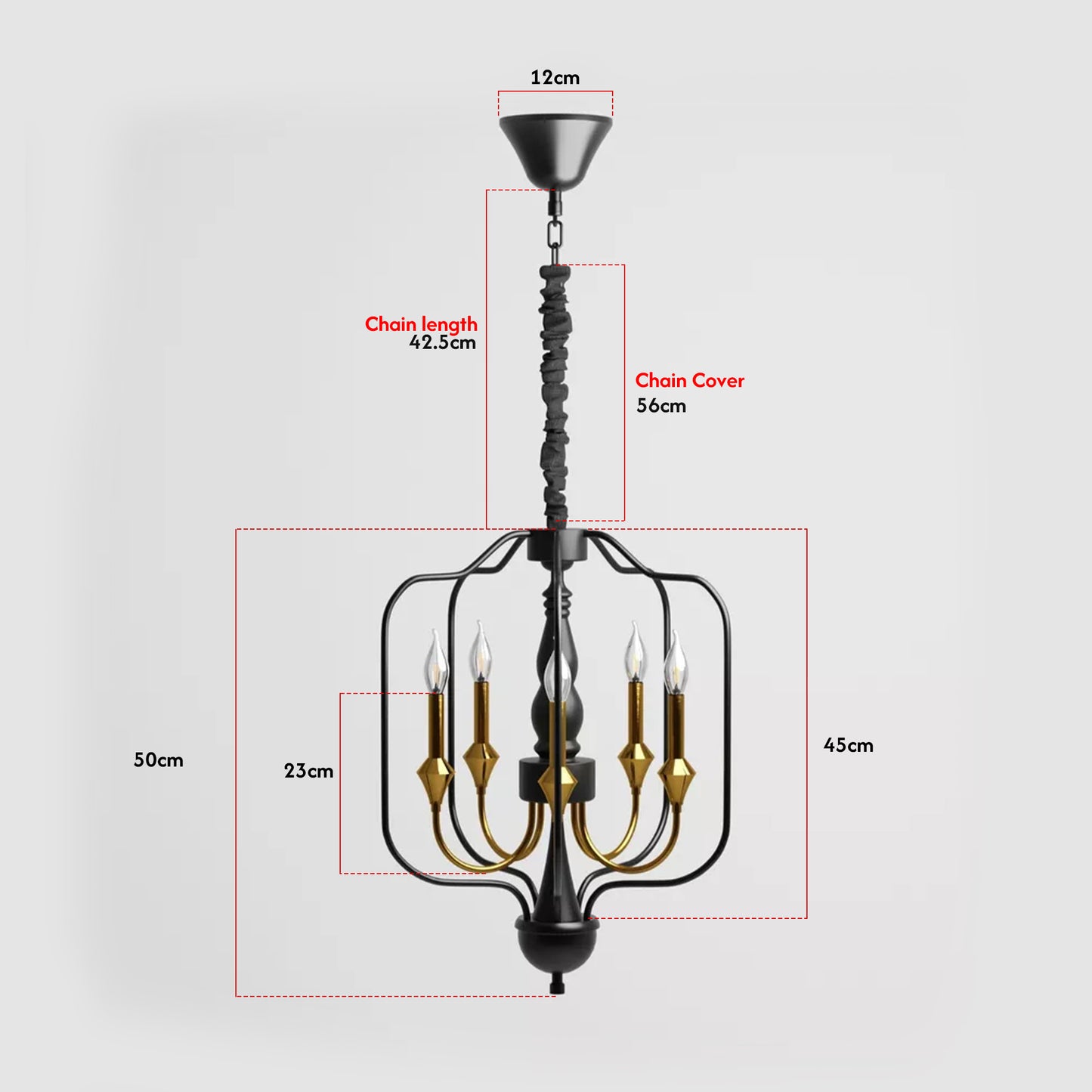 Gold 5 Light Candle Chandelier Ceiling Lamp