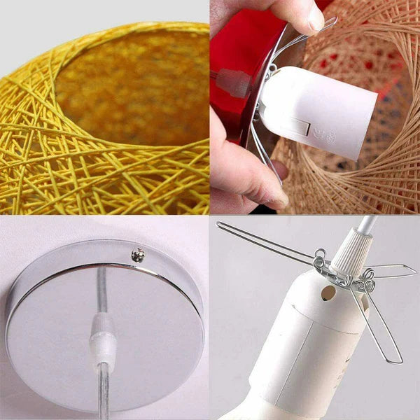 Modern Rattan Pendant Lamp - Woven Ceiling Light Fixture for Living Room, Bedroom, Bar & Dining Room