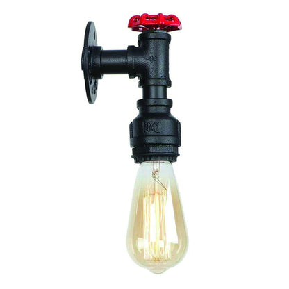 Black Metal Water Pipe Wall Sconce Light Holder with Wheel