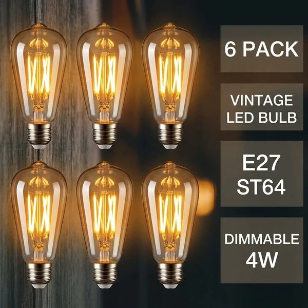 E27 Pear Bulb E27 4W Dimmable Vintage ST64 LED Filament Bulb